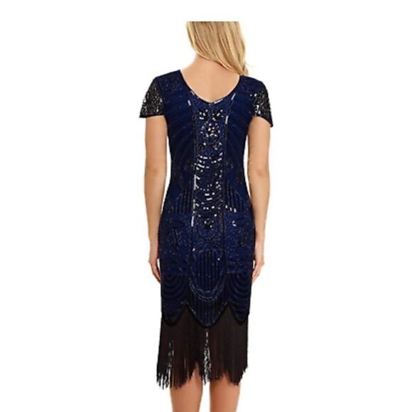 💥nwt Uniq Sense Sequin Art Deco Flapper Dress💥 - Picture 2 of 9